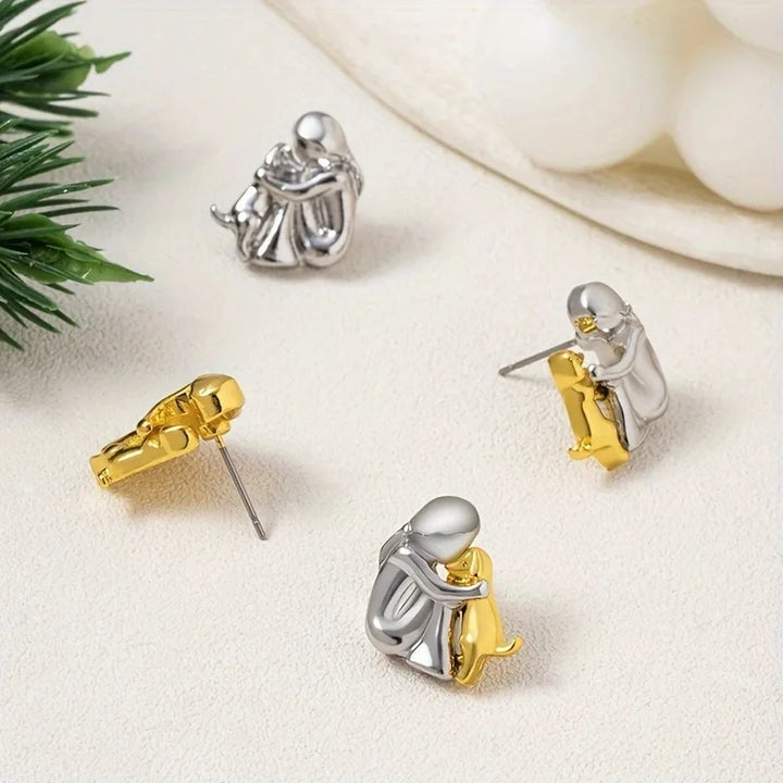 Silver and Gold Two-Tone Hug Earrings 4