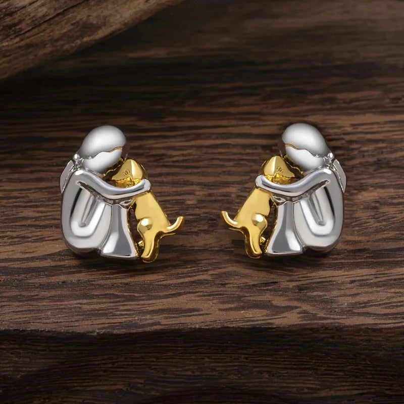 Silver and Gold Two-Tone Hug Earrings 1