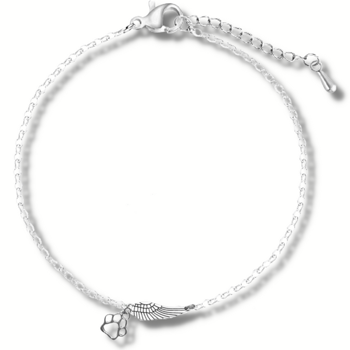 Silver Memorial Armband mit Engelsflügel & Pfotendruck | Handgefertigt 4