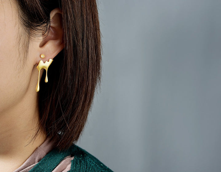 Dripping Honey & Bee Earrings with Zirconia 3