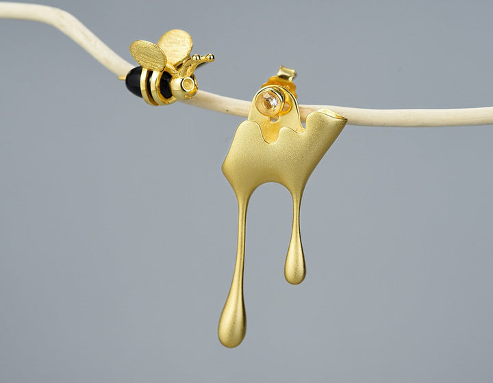 Dripping Honey & Bee Earrings with Zirconia 5