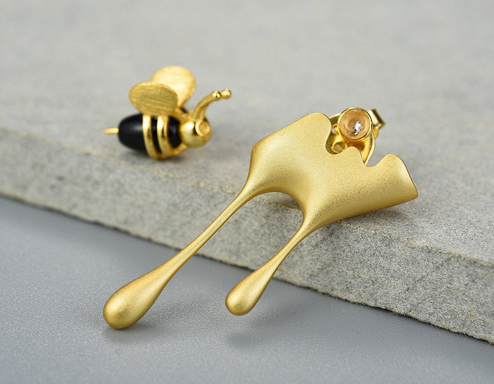 Dripping Honey & Bee Earrings with Zirconia 6