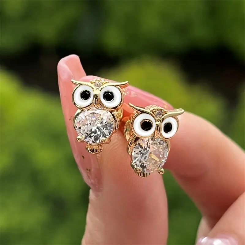 Vintage Crystal Owl Earrings 1
