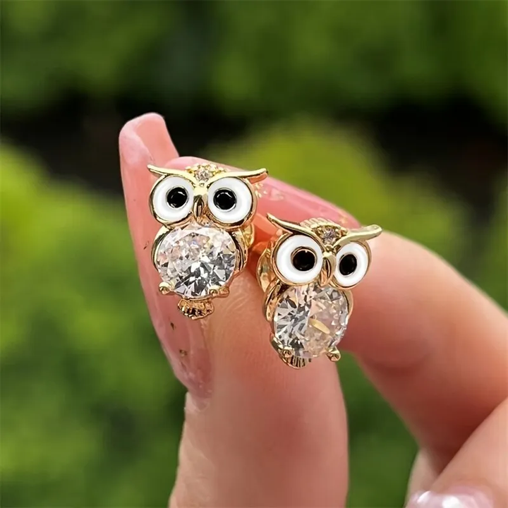 Vintage Crystal Owl Earrings 1