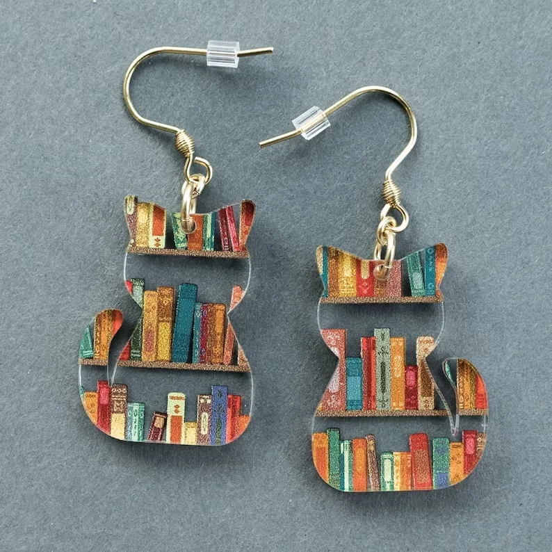 Vintage Colorful Cat Earrings 1
