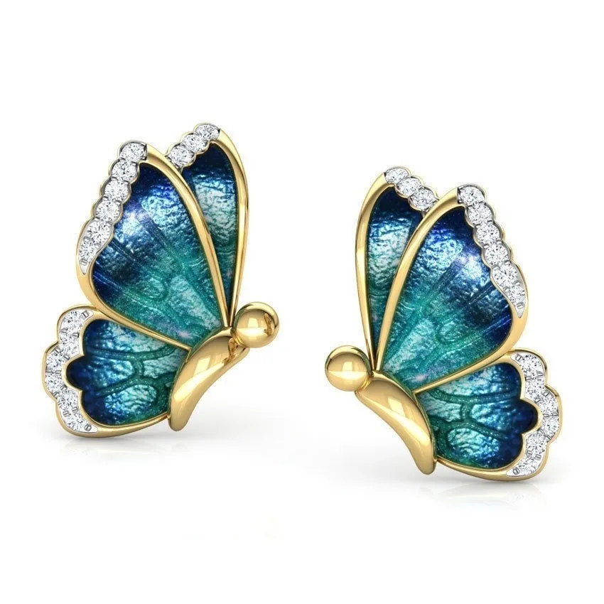 Vintage Blue Butterfly Earrings 1