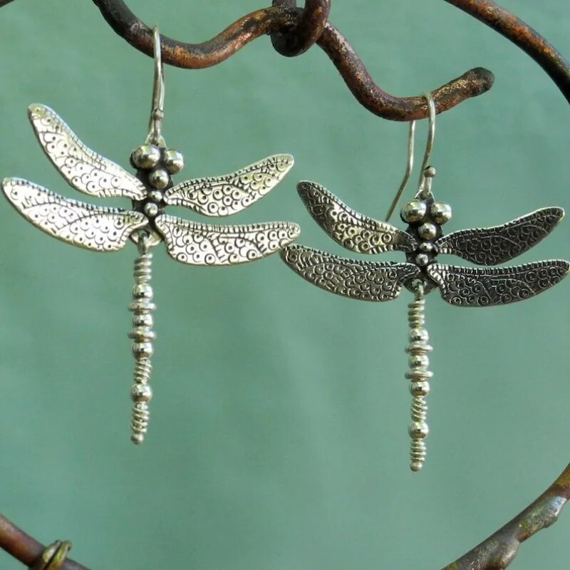 Vintage Silver Dragonfly Earrings 1