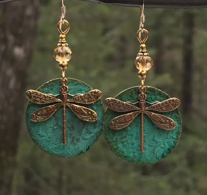Vintage Dragonfly Golden Earrings 1