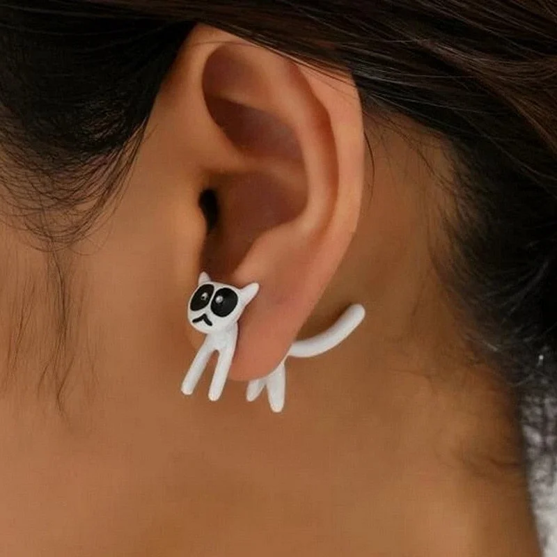 Vintage White Kitty Earrings 1