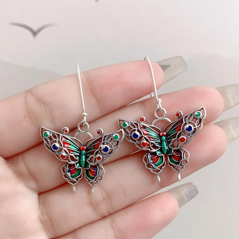 Vintage Colorful Butterfly Earrings 1