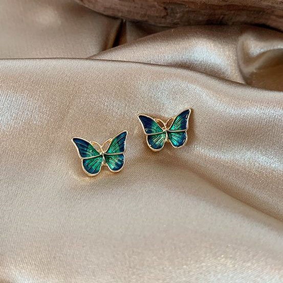 Blue Enamel Butterfly Earrings 1