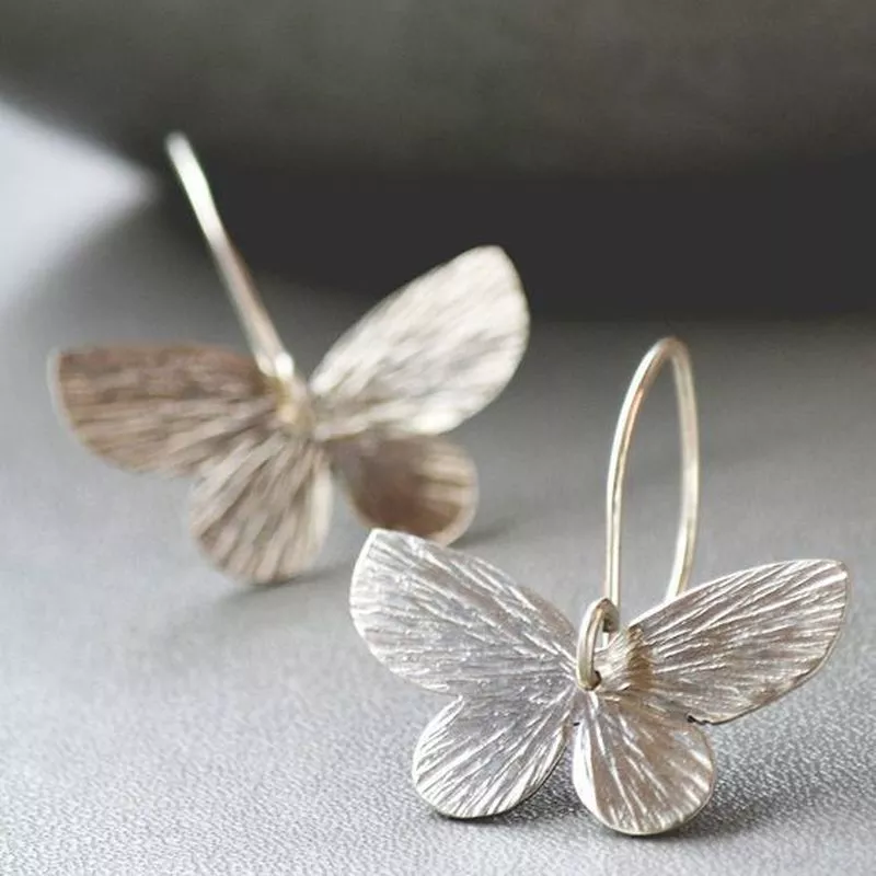 Vintage Silver Butterfly Earrings 1