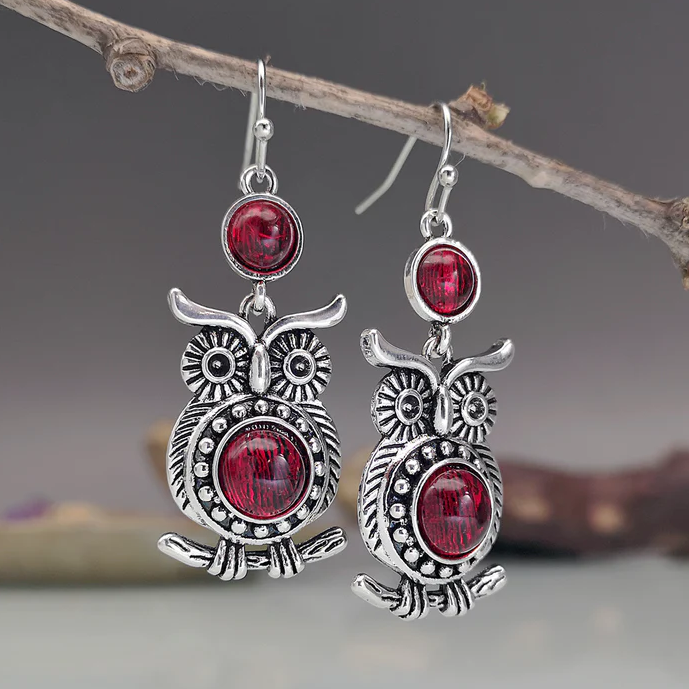 Vintage Red Owl Earrings 1