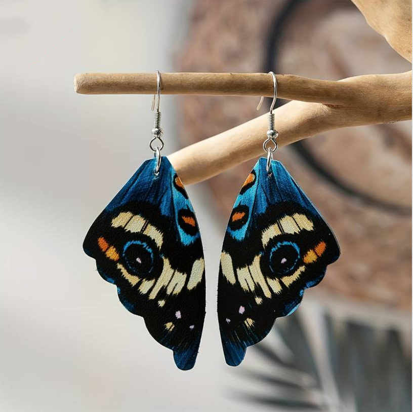 Vintage Exotic Butterfly Wings Earrings 1