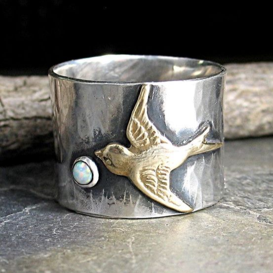 Vintage Hummingbird Silver Ring 1