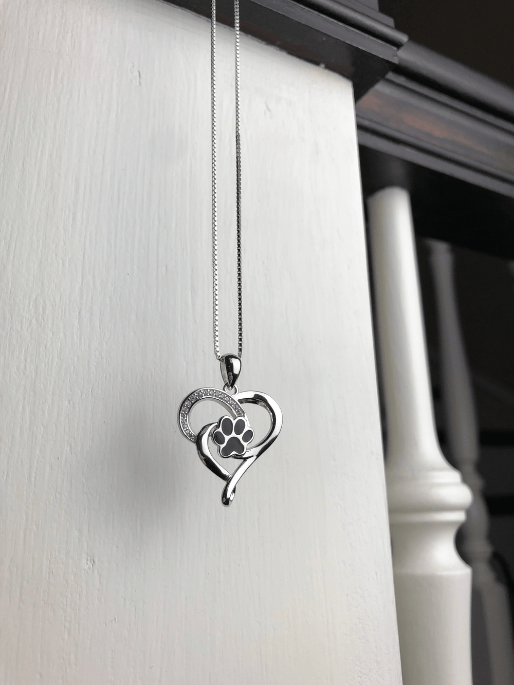  Stainless Steel Infinity Necklace with Heart & Paw-1