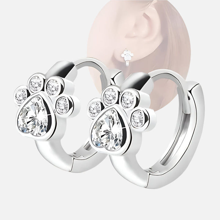Paw Huggie Hoops with Sparkling Zirconia 1