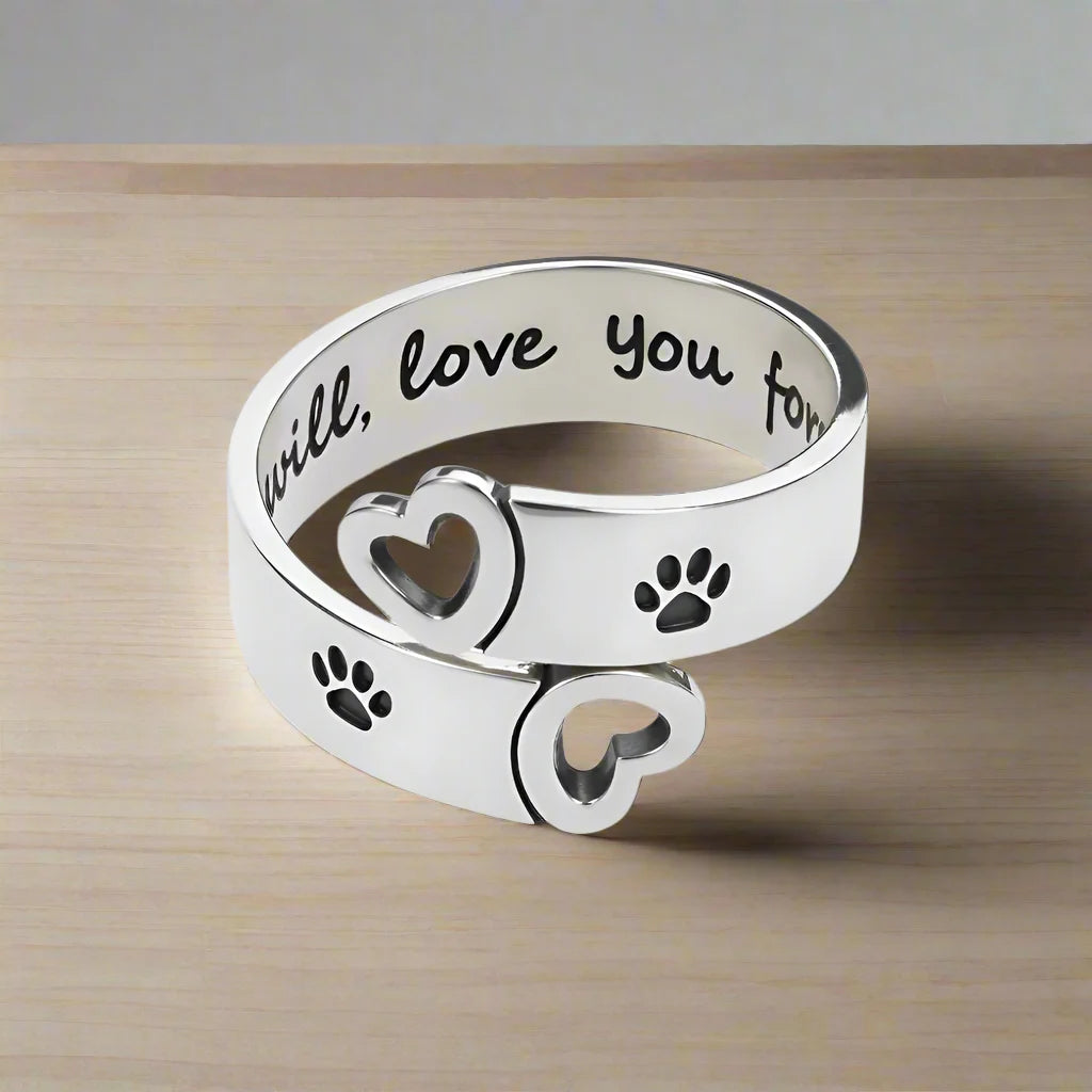FAYAIE – Verstellbarer Pfoten- & Herz-Ring mit Twist-Design aus silber