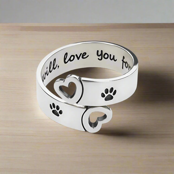 FAYAIE – Verstellbarer Pfoten- & Herz-Ring mit Twist-Design aus silber