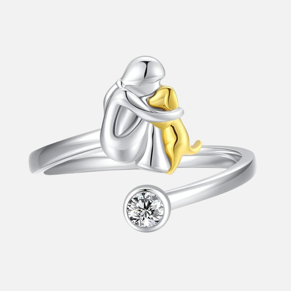 925 Sterling Silver Dog Ring wit Zirconia – Adjustable & Handmade 1