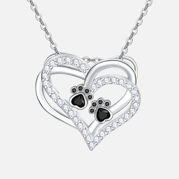 Dog Paw Heart Necklace with Zirconia 2