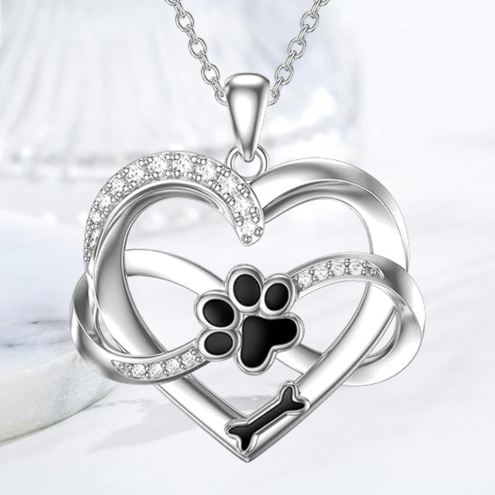 Infinity Heart & Paw Halskette in 925 Sterlingsilber mit Zirkonia 3