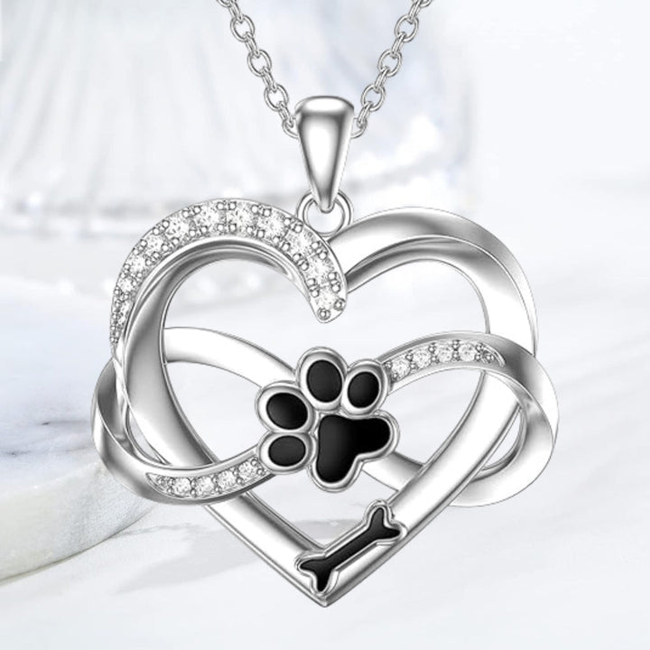 Infinity Heart & Paw Halskette in 925 Sterlingsilber mit Zirkonia 3
